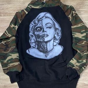 Black Camouflage Sleeve Graphic Hoodie - RUNS SMALL
